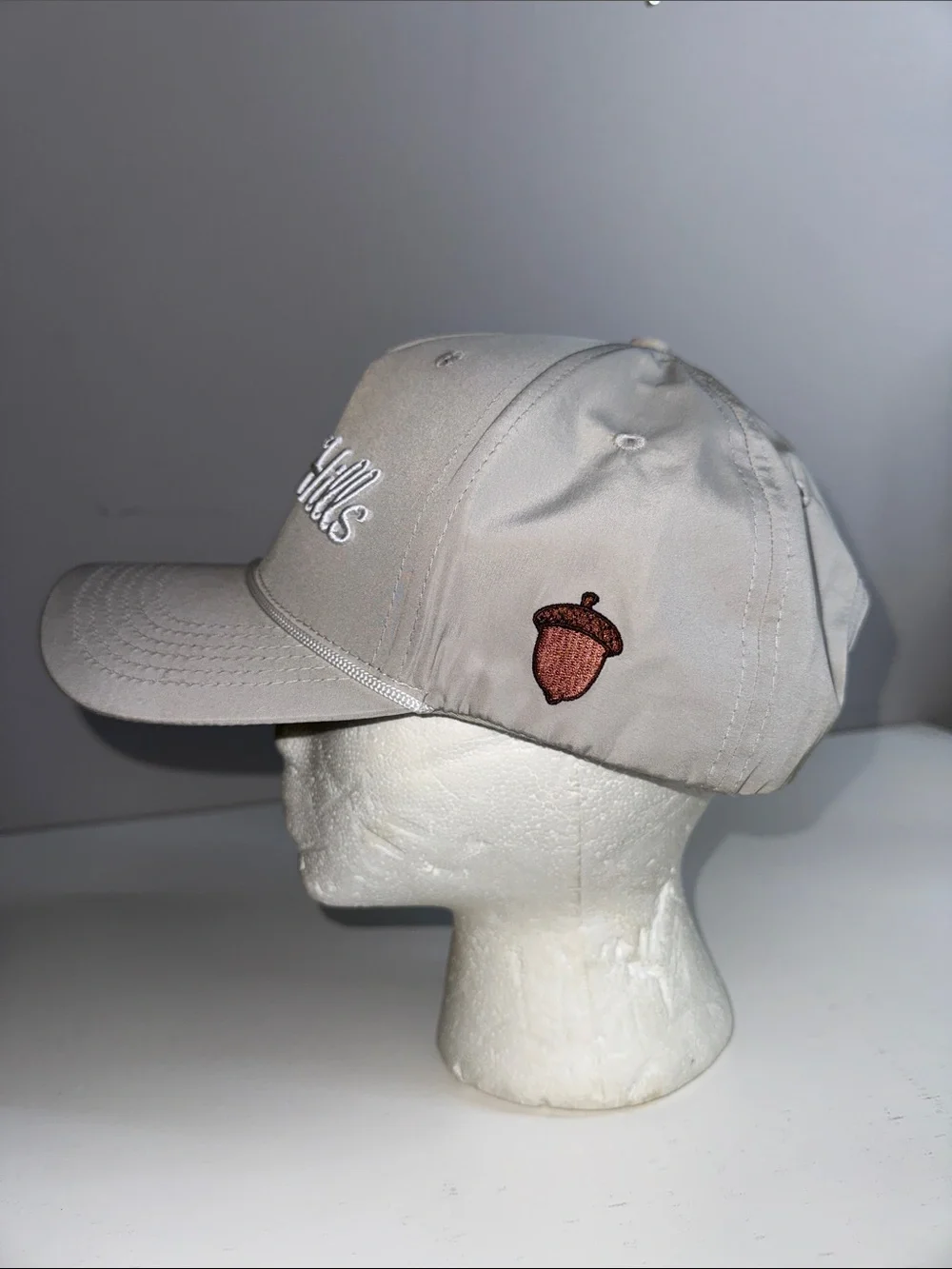 Acorn Hills Performance Script Rope Hat Snapback Cap Light Gray Golf Outdoors - Picture 5 of 7